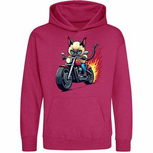 Kids Biker Maine Coon Cat Childrens Hoodie