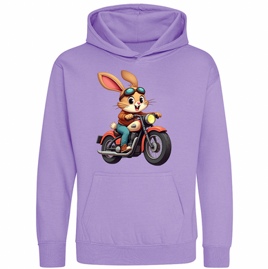 Kids Biker Bunny Childrens Hoodie