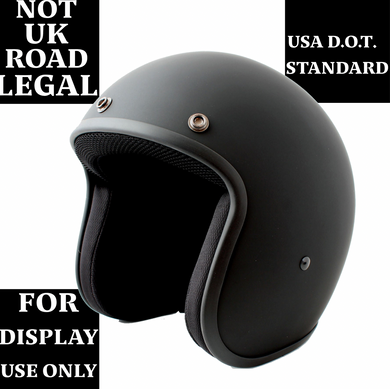 Matt Black - Daytona Low Profile D.O.T. Open Face Helmet -NOT UK Road Legal