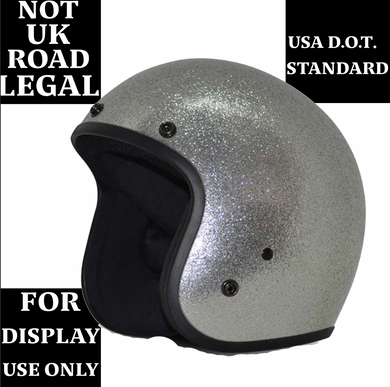 Silver Metalflake - Daytona Low Profile D.O.T. Open Face Helmet - NOT UK Road Legal