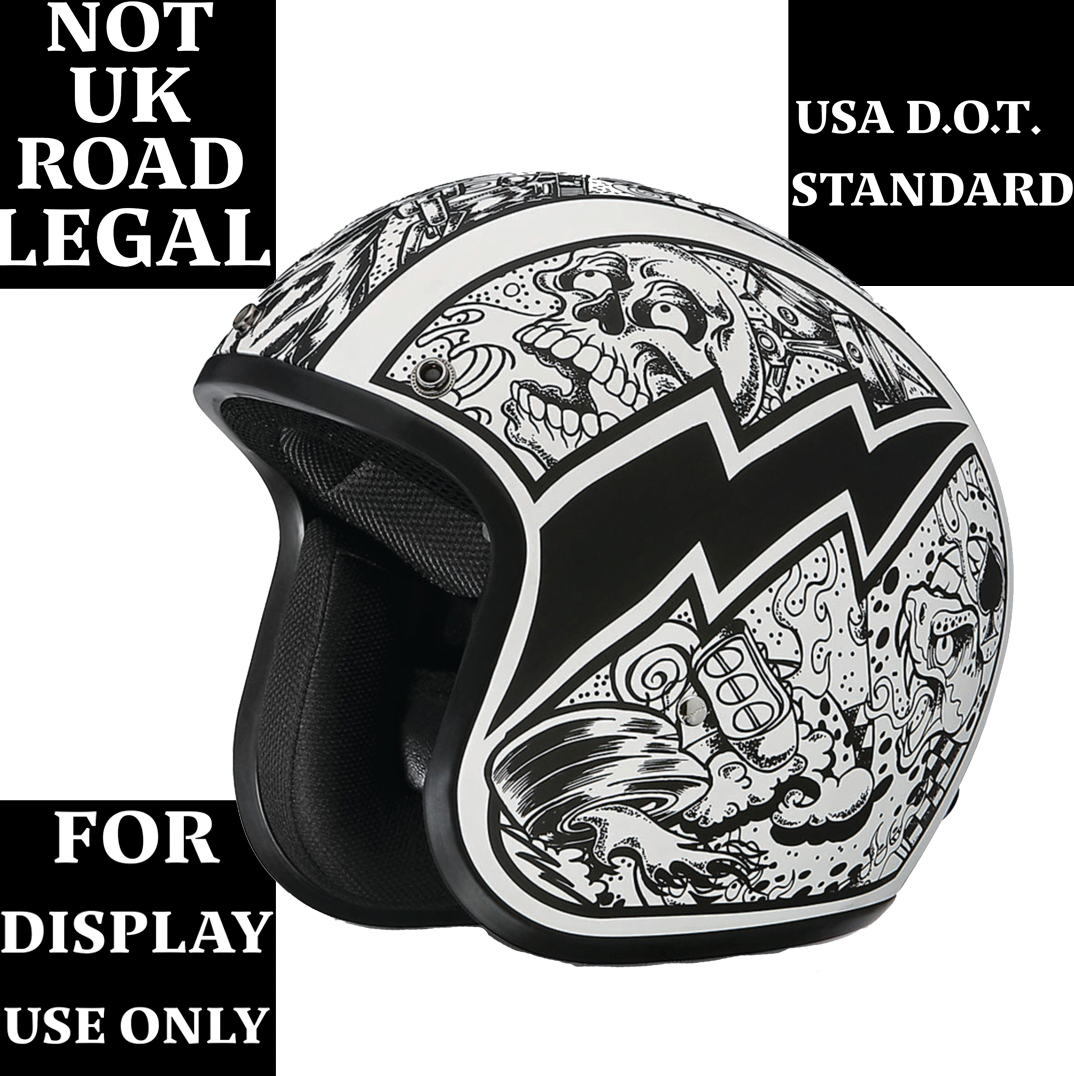 Daytona Low Profile Open Face Skull Graffiti D.O.T. Open Face