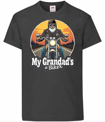 My Grandad's a Cool Biker Kids T Shirt in Black