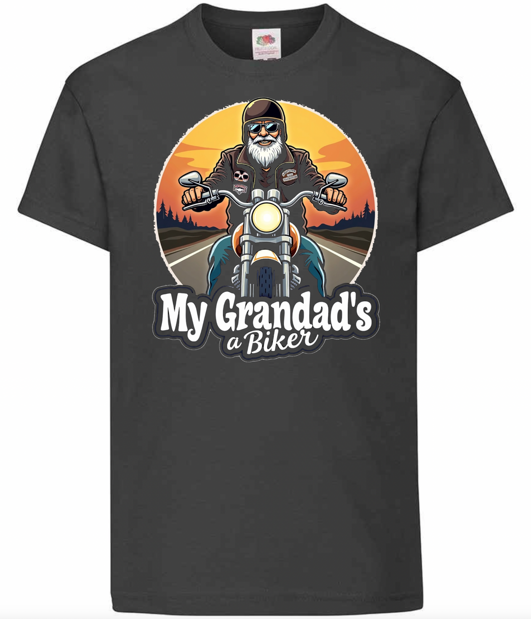 My Grandad's a Cool Biker Kids T Shirt in Black