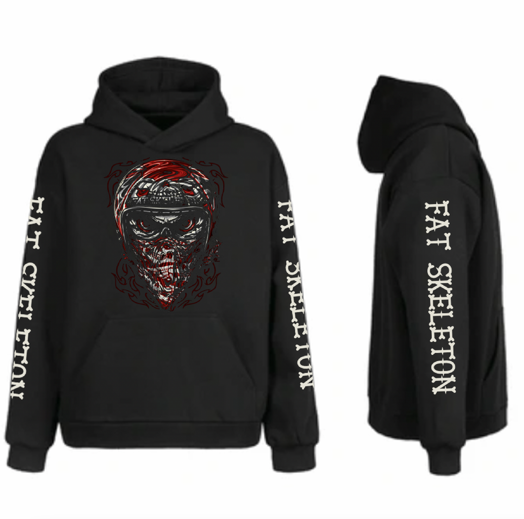 Fat Skeleton Helmet Bandana Hoodie