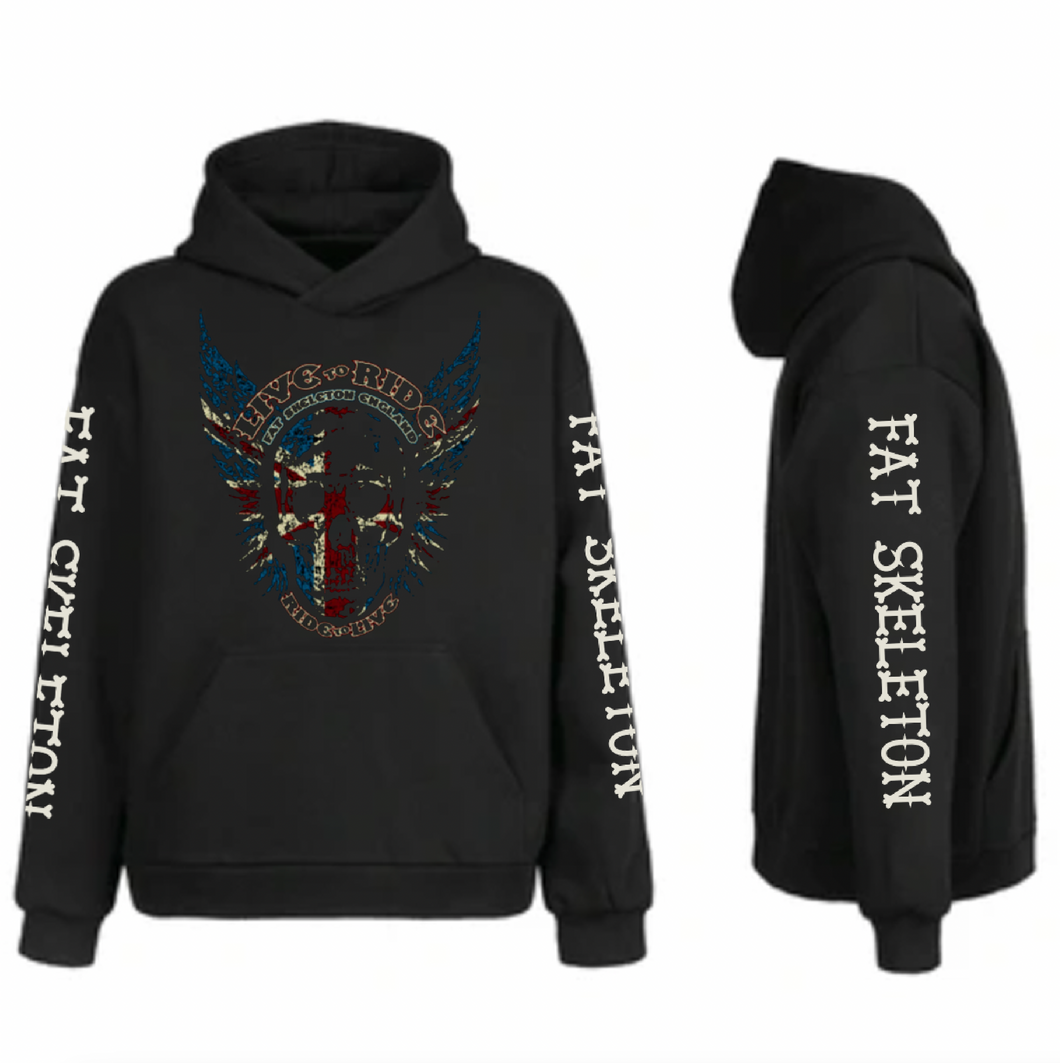 Fat Skeleton Live To Ride UK Skull Hoodie