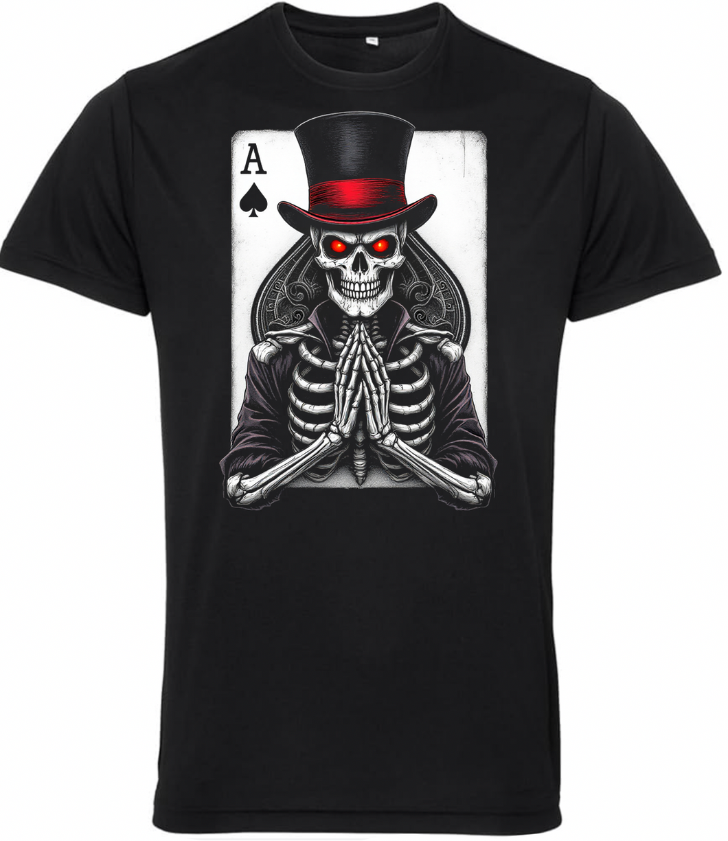 Fat Skeleton Top Hat Spades Biker T Shirt