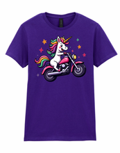 Ladies Biker Wheeliecorn Unicorn Softstyle T Shirt