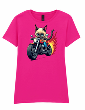 Ladies Biker Maine Coon Softstyle T Shirt