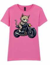 Ladies Biker Short Hair Cat Softstyle T Shirt