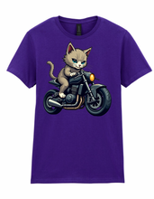 Ladies Biker Short Hair Cat Softstyle T Shirt