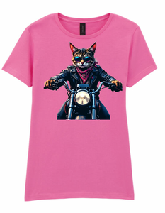 Ladies Biker Kitty Softstyle T Shirt