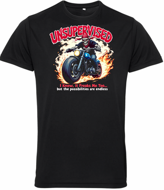 Fat Skeleton Unsupervised Biker T Shirt