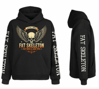 Fat Skeleton Fast Bikes Loud Pipes Wing logo Hoodie