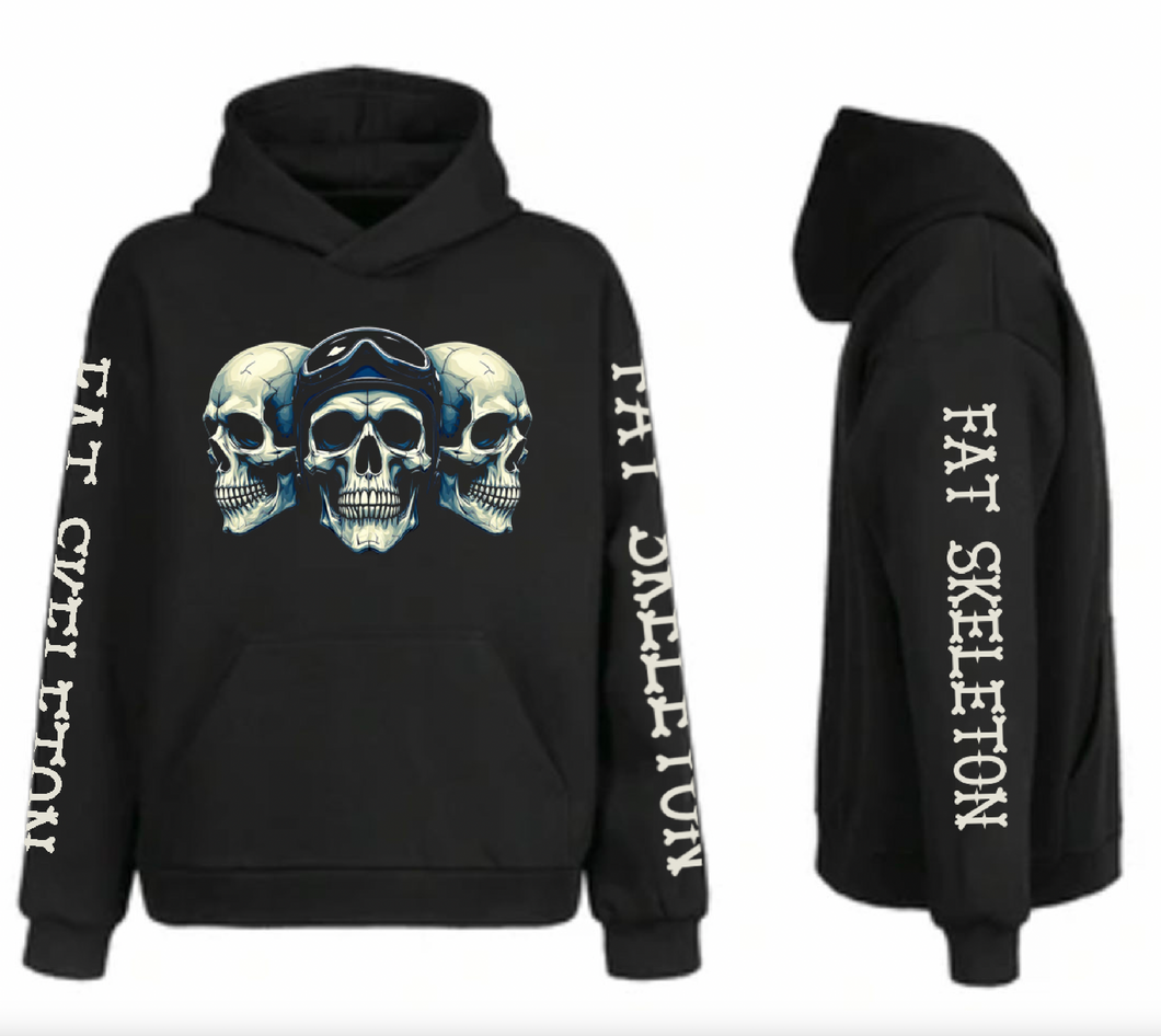 Fat Skeleton 3 Skulls Hoodie