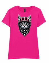 Ladies Biker Pink Helmet Kitty Softstyle T Shirt