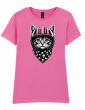 Ladies Biker Pink Helmet Kitty Softstyle T Shirt
