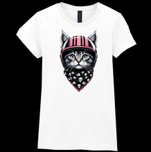 Ladies Biker Pink Helmet Kitty Softstyle T Shirt