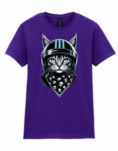 Ladies Biker Blue Helmet Kitty Softstyle T Shirt