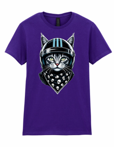 Ladies Biker Blue Helmet Kitty Softstyle T Shirt