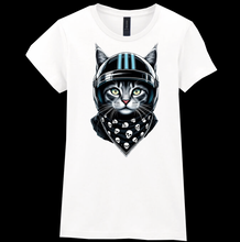 Ladies Biker Blue Helmet Kitty Softstyle T Shirt