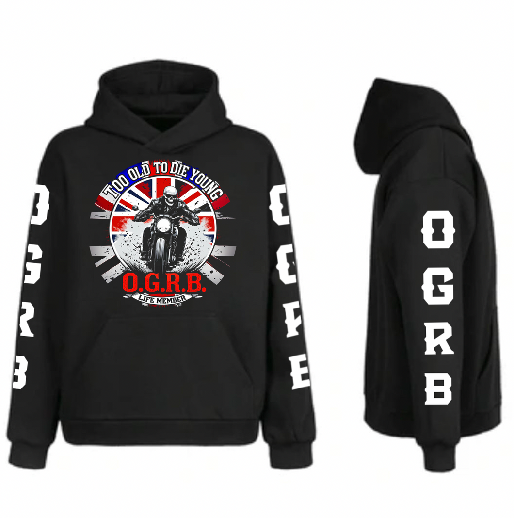 Old Guys Riding Bikes Too Old to Die Young Union Jack Hoodie