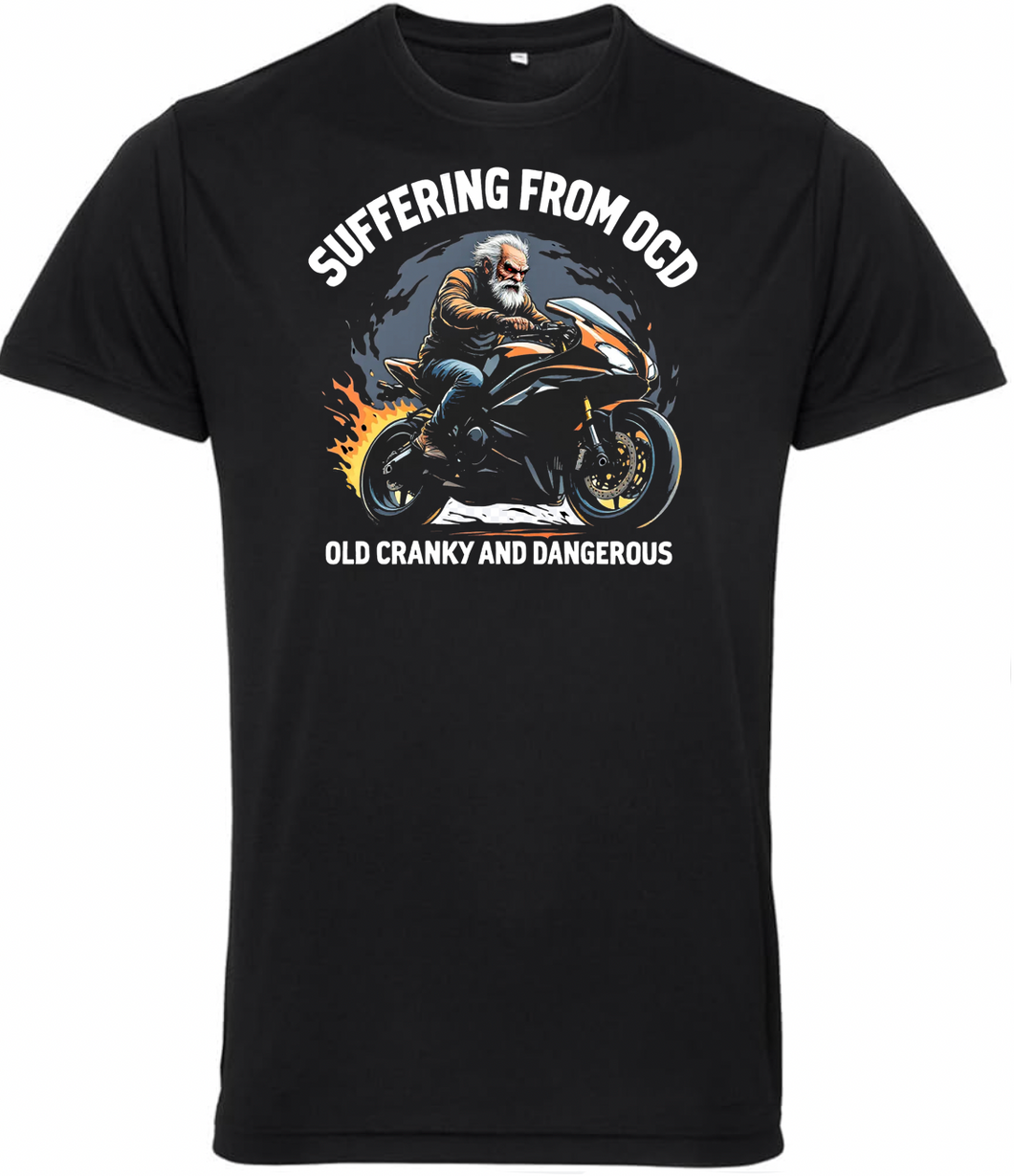 Old & Cranky O.C.D. Sportsbike Old Guys Riding Bikes T Shirt