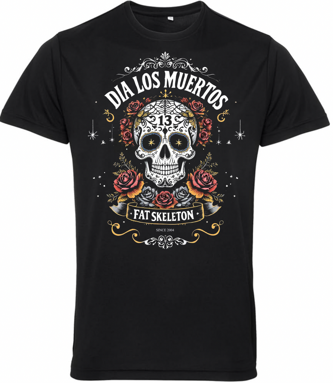 Dia Los Muertos Fat Skeleton Skeleton Biker T Shirt
