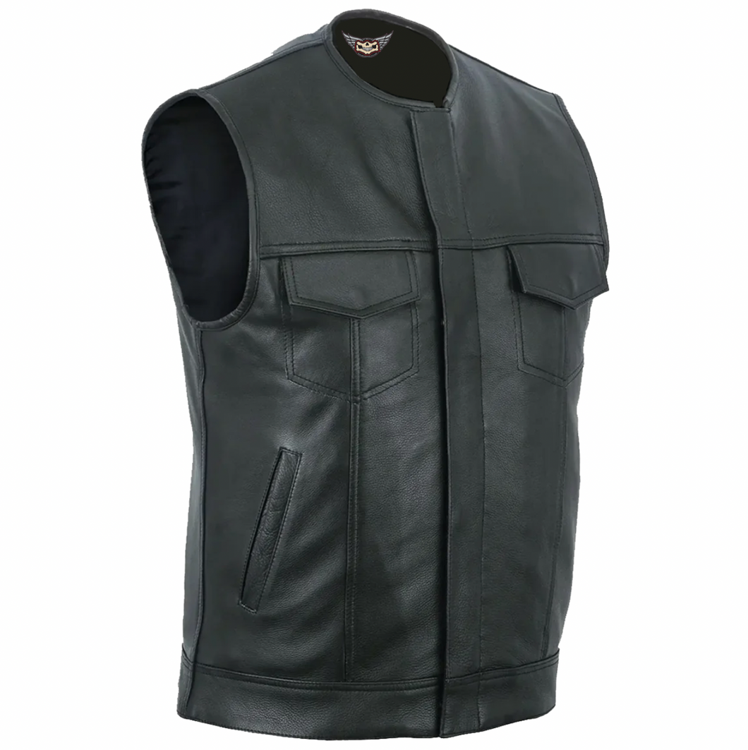 Club Style Leather Collarless Cut by Fat Skeleton