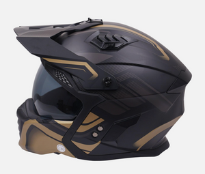 Stealth Fighter Multi Function Motorcycle Full & Open Face Helmet -Orbit Black & Gold