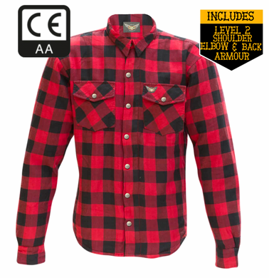 Fat Skeleton Freeway Red Check AA Rated Riding Shirt & CE Armour