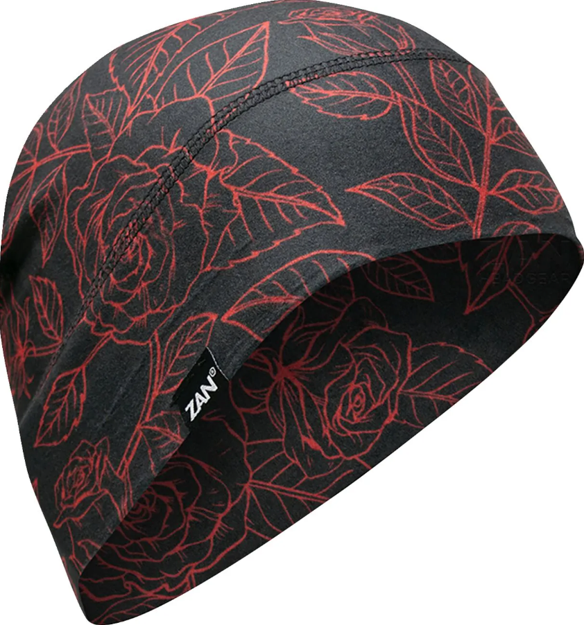 Zan Red Roses on Black Beanie