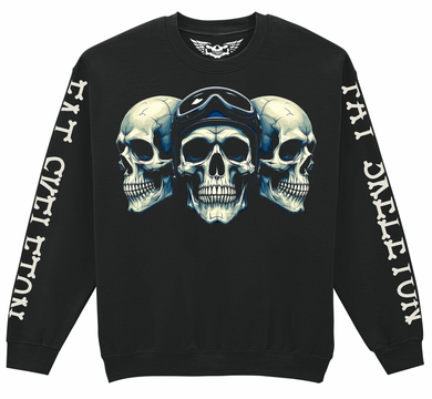 Fat Skeleton 3 Skulls Sweatshirt