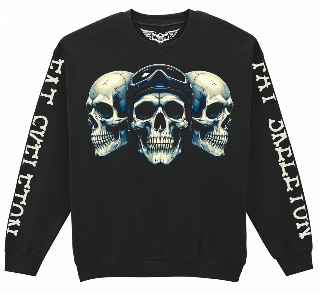 Fat Skeleton 3 Skulls Sweatshirt