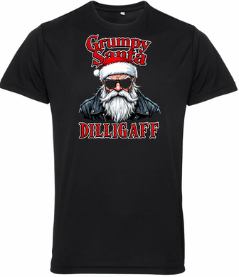 Grumpy Santa DILLIGAFF Motorcycle Christmas T Shirt