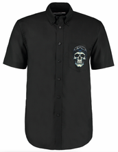 Fat Skeleton Three Skull Biker Garage Work Shirt