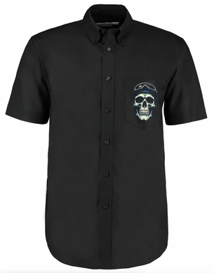 Fat Skeleton Three Skull Biker Garage Work Shirt