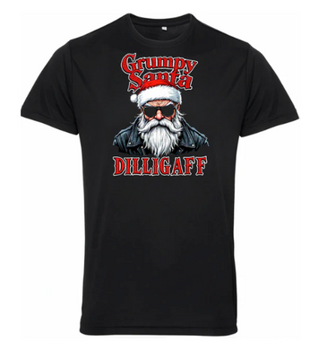 Grumpy Santa DILLIGAFF Biker Christmas T Shirt