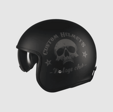 AXXIS HORNET S VINTAGE CLUB B1 – Matt Black Open Face Helmet Bundle - Fat Skeleton UK