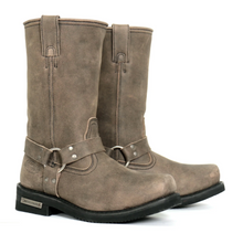 Hot Leathers BTM1003 Men's Stone Wash Brown 11-inch Tall Harness Leather Boots