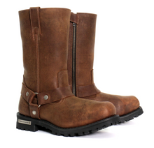 Hot Leathers Men's Rust Brown 11-inch Harness Motorcycle Biker Leather Boots BTM1001