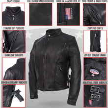 Hot Leathers USA Made Ladies Vented Motorcycle Black Leather Biker Jacket