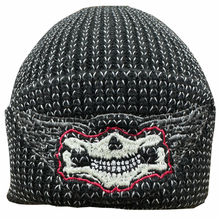 Fat Skeleton Wing Logo WARM Black Reflective Flecks Knitted Beanie