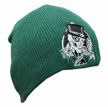Fat Skeleton ™ 3D Embroidered Top Hat Skull logo Bottle Green Beanie