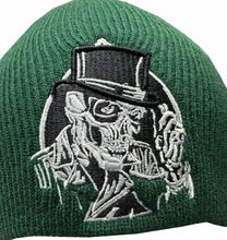 Fat Skeleton ™ 3D Embroidered Top Hat Skull logo Bottle Green Beanie