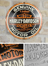 Harley Davidson Genuine Motor Oil Domed Sign 35cm x 35cm - Fat Skeleton UK