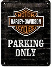 Small Genuine Harley Davidson Bar & Shield logo Parking Only Sign - Fat Skeleton UK