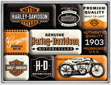 Harley Davidson Retro Genuine Motorcycles 9-Piece Magnet Set - Fat Skeleton UK