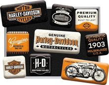 Harley Davidson Retro Genuine Motorcycles 9-Piece Magnet Set - Fat Skeleton UK