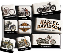 Harley Davidson Magnet Set Bike Model Chart 9-Piece Magnet Set - Fat Skeleton UK