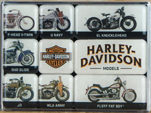 Harley Davidson Magnet Set Bike Model Chart 9-Piece Magnet Set - Fat Skeleton UK